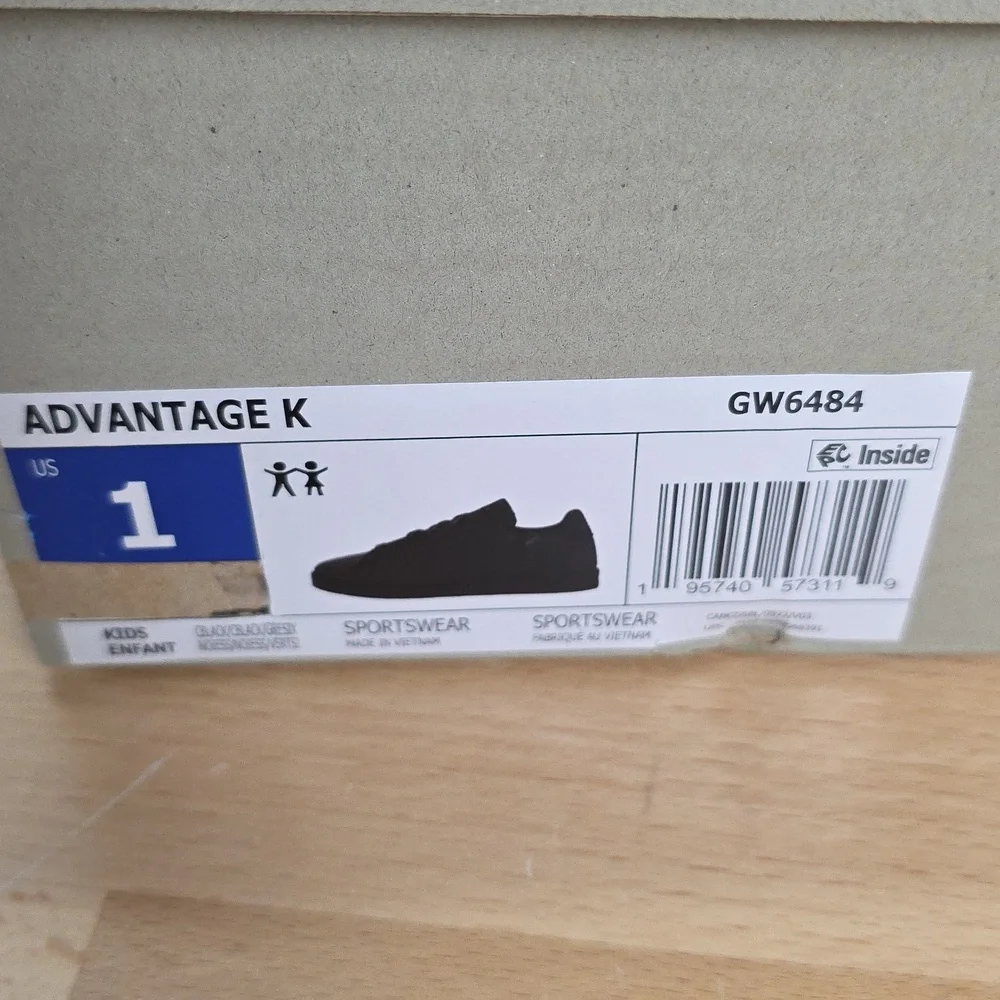 Adidas Advantage Clean Black Leather Men's Sneakers Size 1 - Picture 5 of 9